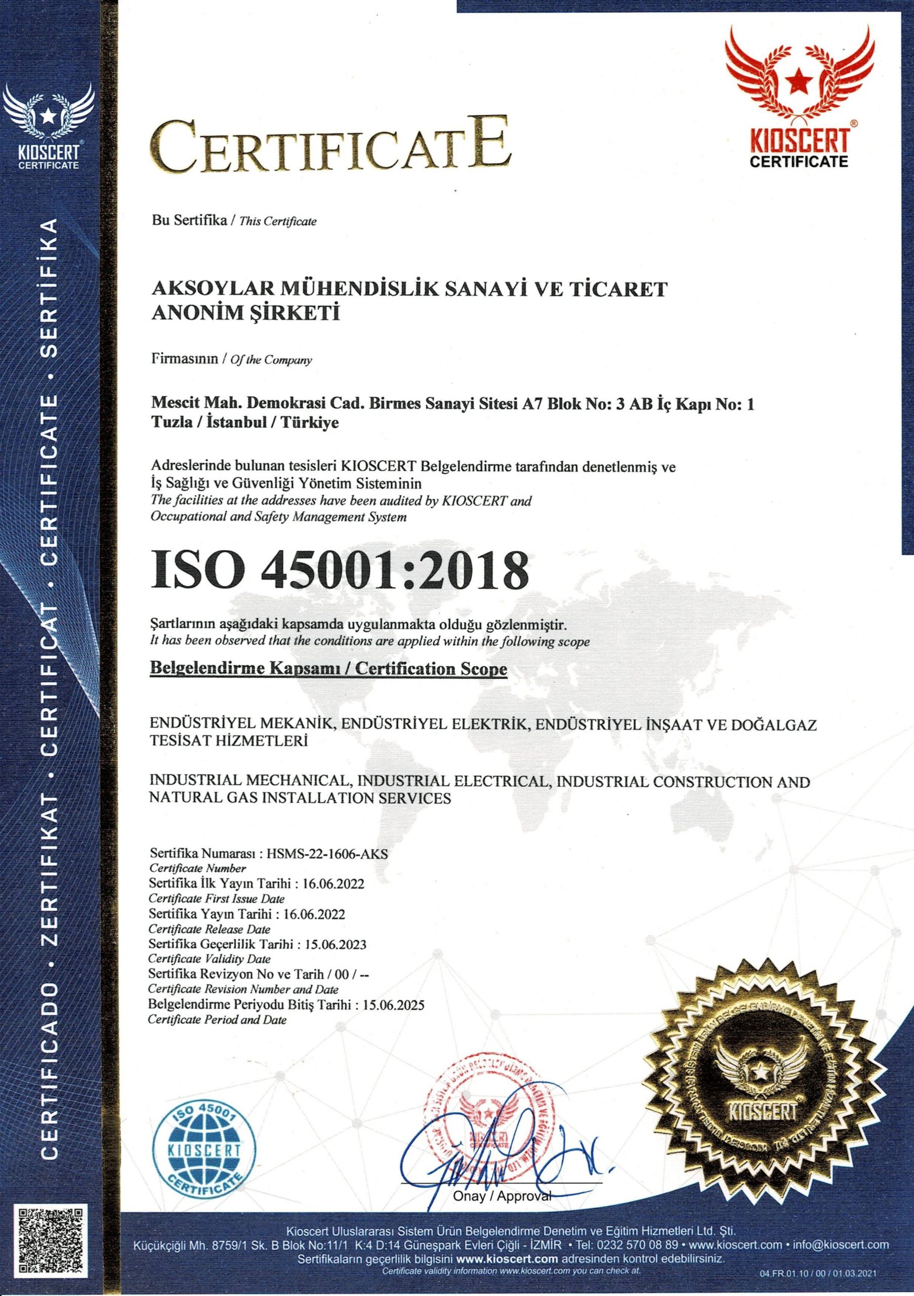 Aksoylar Robotik | Sertifikalarımız